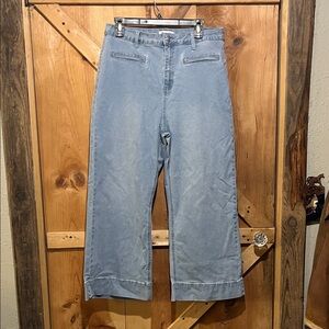 Chic Denim Wide Leg Blue Women's Capris